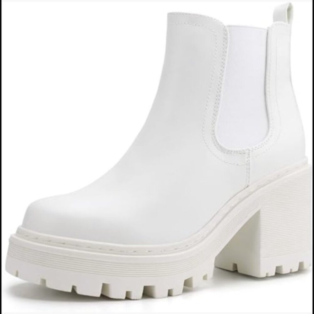 Women Chelsea Platform Boots Ankle Booties Non-Slip Round Toe